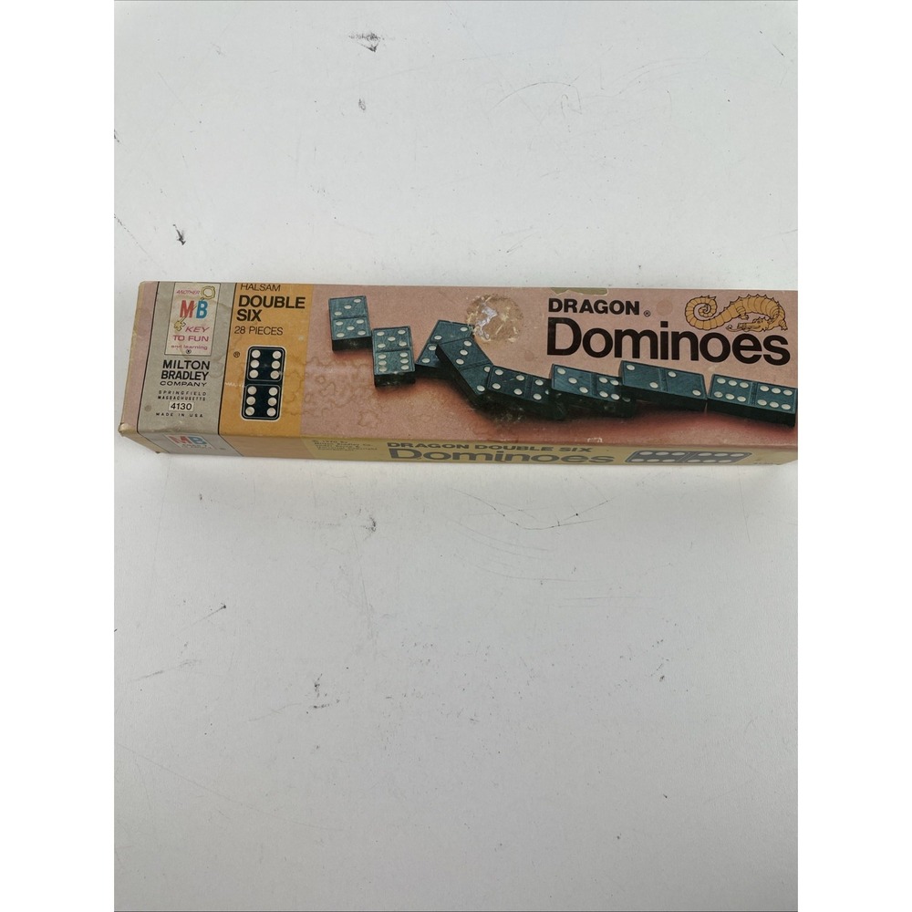 1970 Dragon Double Six Dominoes #4130 28 Pc Made In USA